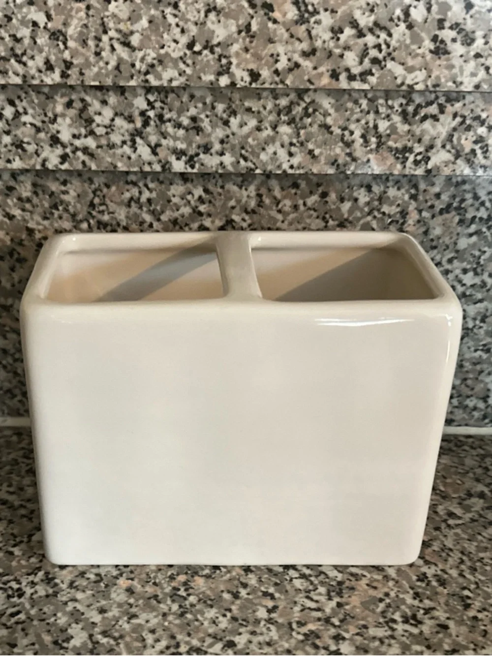 Rae Dunn Floral “STUFF” Ceramic Divided Holder Toothbrush - Picture 3 of 4